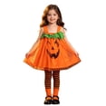 thumbnail image 5 of Toddler Girls Halloween Pumpkin Print Mesh Dress Sleeveless Tutu Party Princess Outfit, 5 of 9