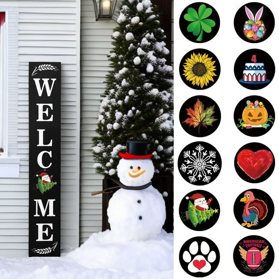 Interchangeable Vertical Welcome Sign for Front Door,Farmhouse Country Welcome Signs Decor Standing,Welcome Porch Sign for Home Front Door Yard Party Decor