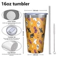 thumbnail image 4 of 16oz Tumblers Halloween Icons Pattern Stainless Steel Vacuum Insulated Double Wall Travel Tumbler Cups Mug with Lid and Straw,Cleaning Brush for Coffee,Tea, 4 of 4