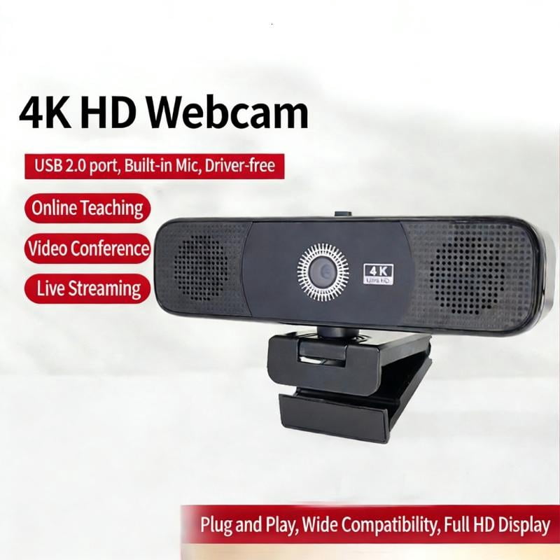 CEORPER 4K Camera Webcam With Integrated Speaker Perfect For Virtual Presentations