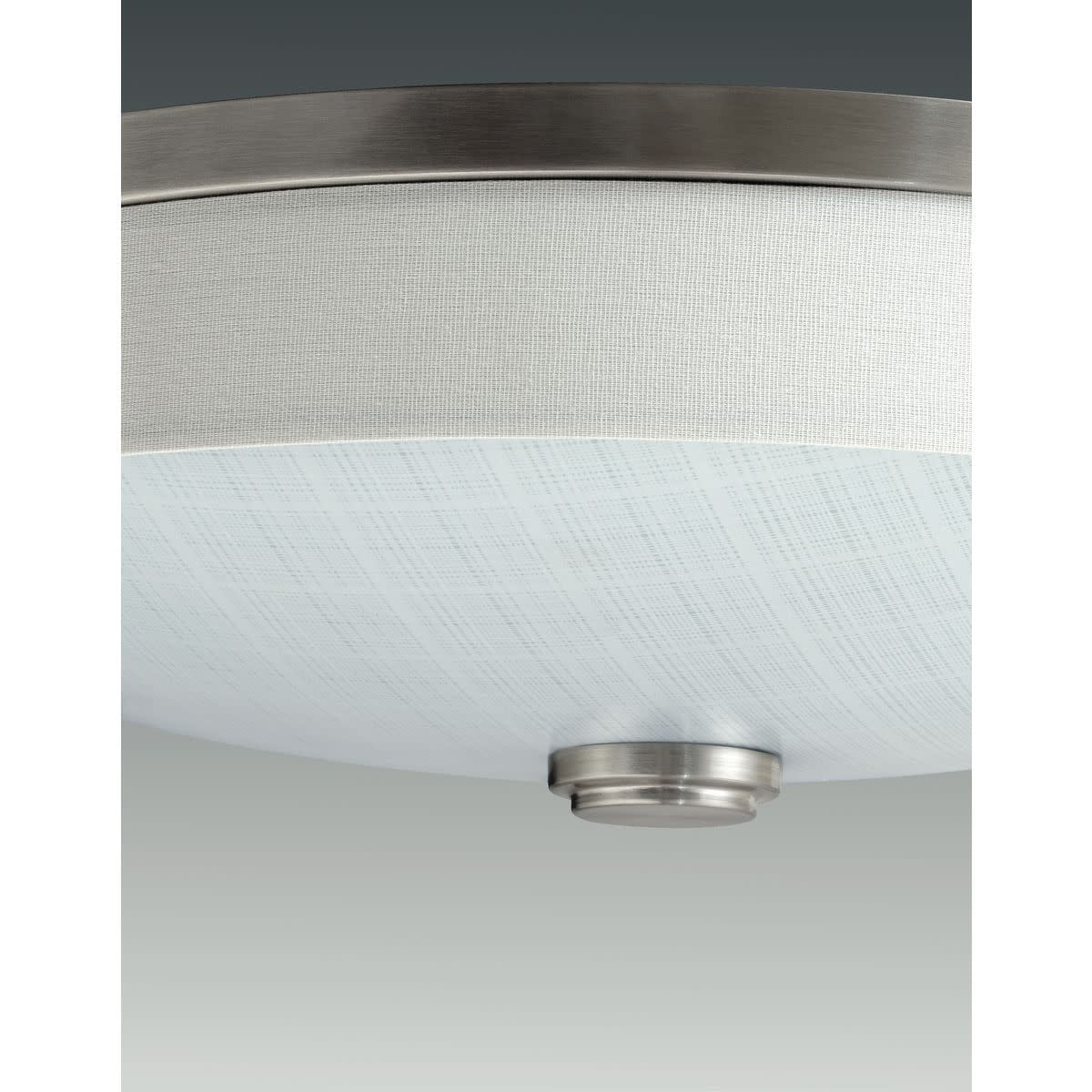 Progress Lighting Weaver 1-Light LED Flush Mount, Brushed Nickel, Linen Drum Shade