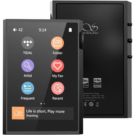 SHANLING M1 Plus Pure Music Player,Portable Hi Res MP3 Plyaer,Bluetooth 5.2 Digital Audio Player,ES9069Q DAC,768kHz/32bit,DSD512,661mW@32Ω Output,Support LDAC/WiFi/DLNA/Airplay/Tidal (Black)