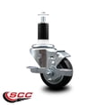 thumbnail image 2 of 3 Inch Black Poly Swivel 1-3/8 Inch Expanding Stem Caster with Brake SCC, 2 of 2