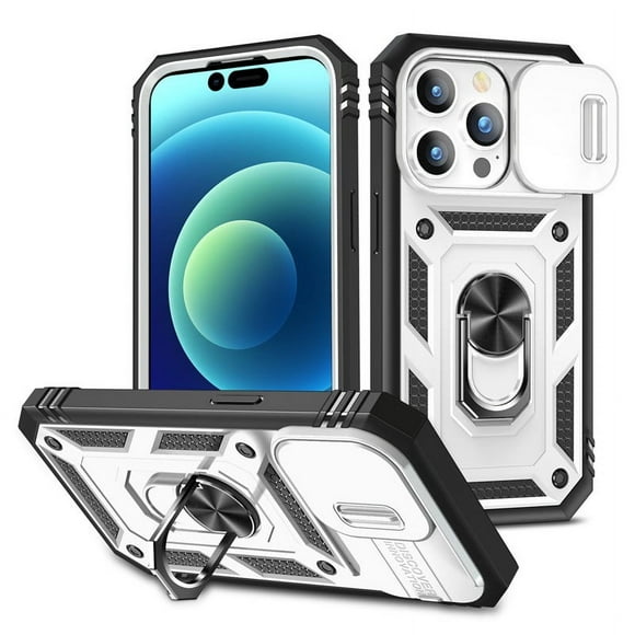 Slide Camera Lens Protection Magnetic Ring Holder Case For iPhone 15 14 13 12 11 Pro Max Mini X XR XS 7 8 Plus Shockproof Cover White Black For iPhone 12Pro Max