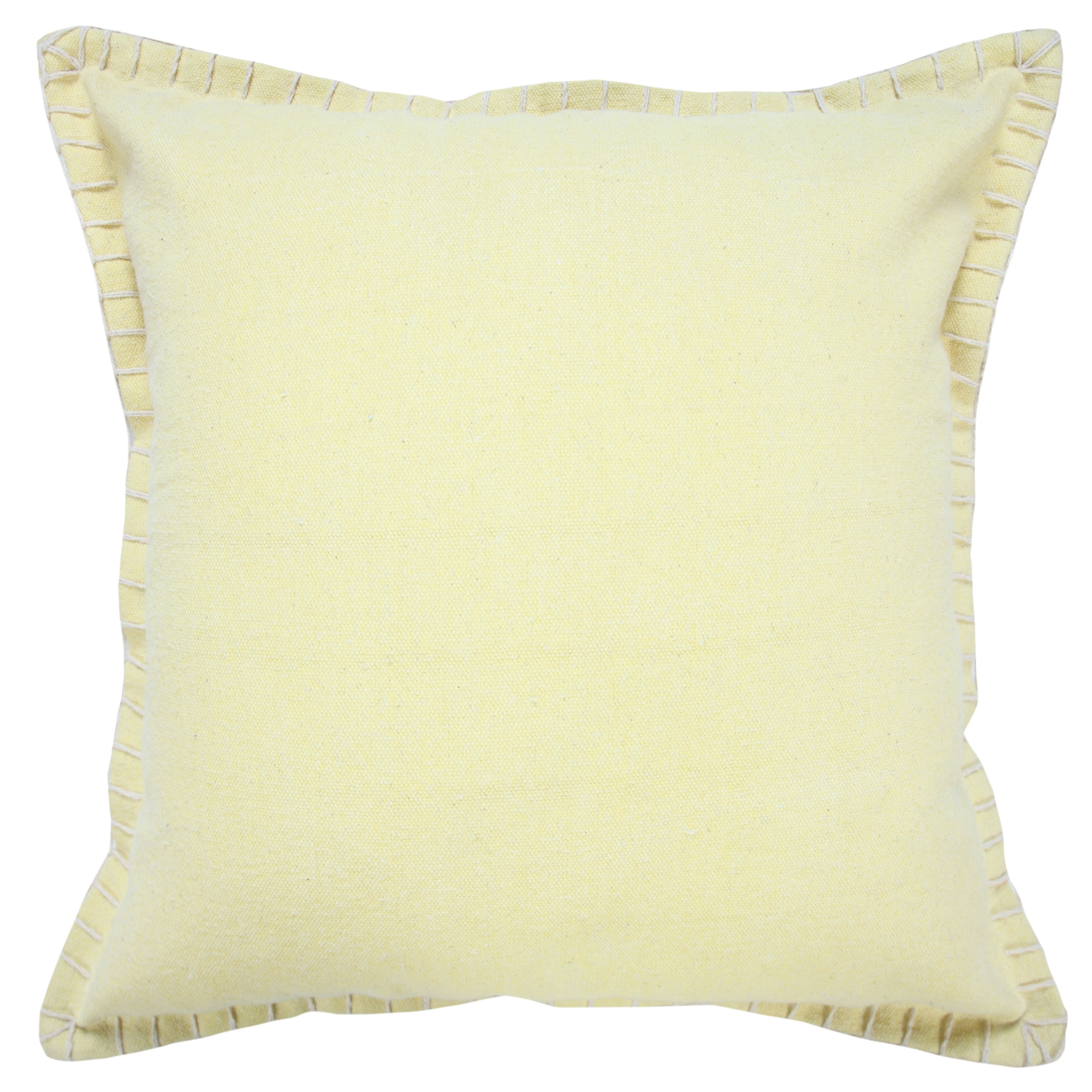 Harlow Hill Wilma 20" x 20" Solid Cotton Adult Decorative Feather Filled Pillow, Yellow