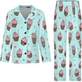 thumbnail image 4 of Top-kevin Womens Pajamas Set Cute Capybara Flowers Soft Long Sleeve Sleepwear Button Down Sets, 4 of 12