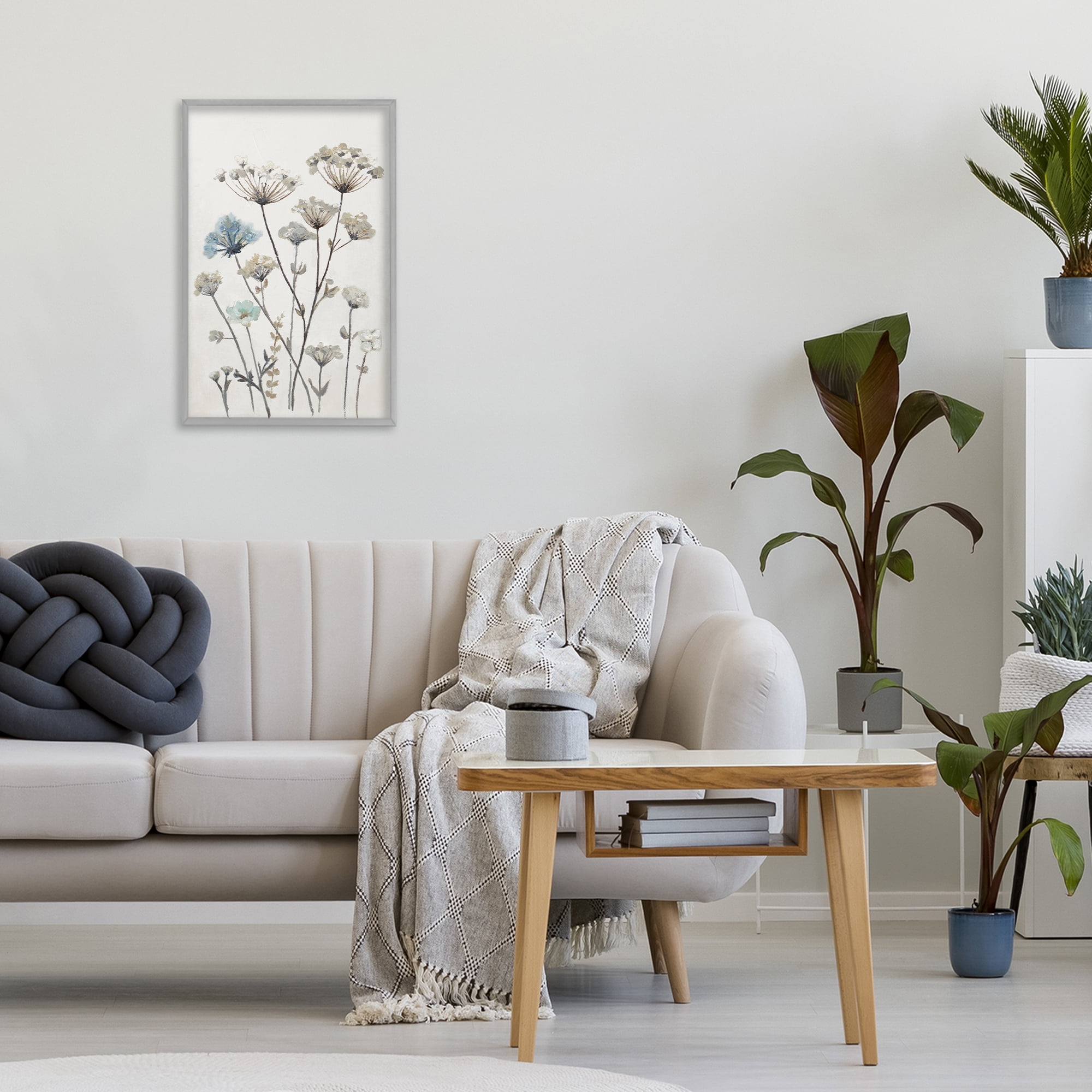 Stupell Industries Neutral Jardin Azul Gray Framed Giclee Art, design by Patricia Pinto