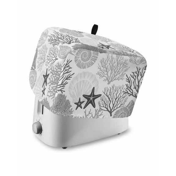 Toaster Cover 4 Slice Gray Starfish Shell Toaster Oven Cover with Pockets Coastal Ocean Coral Dustproof Bakeware Protector Small Kitchen Appliance Dust Covers and Fingerprint Protection