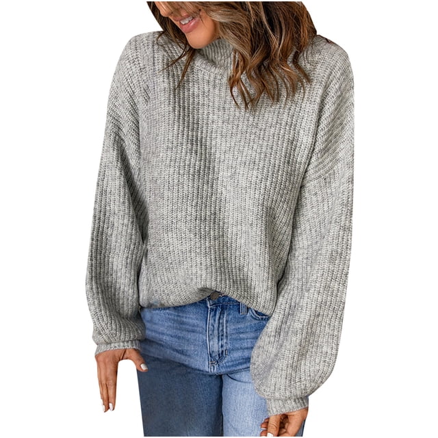 Womens Long Sleeve Tops Casual Autumn and Winter Womens Casual Turtleneck Pullover Blouse Knitting Long Sleeve Solid Tops Sweaters Womens Turtleneck Long Sleeve Womens Long Sleeve Blouse