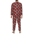 thumbnail image 5 of Bingfone Men'S Pajama Set 2 Piece Loungewear Pjs, Long Sleeve With Pajama Pants-Red Floral, 5 of 9