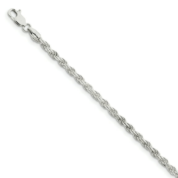 Primal Silver Sterling Silver 3mm Diamond-cut Rope Chain Bracelet