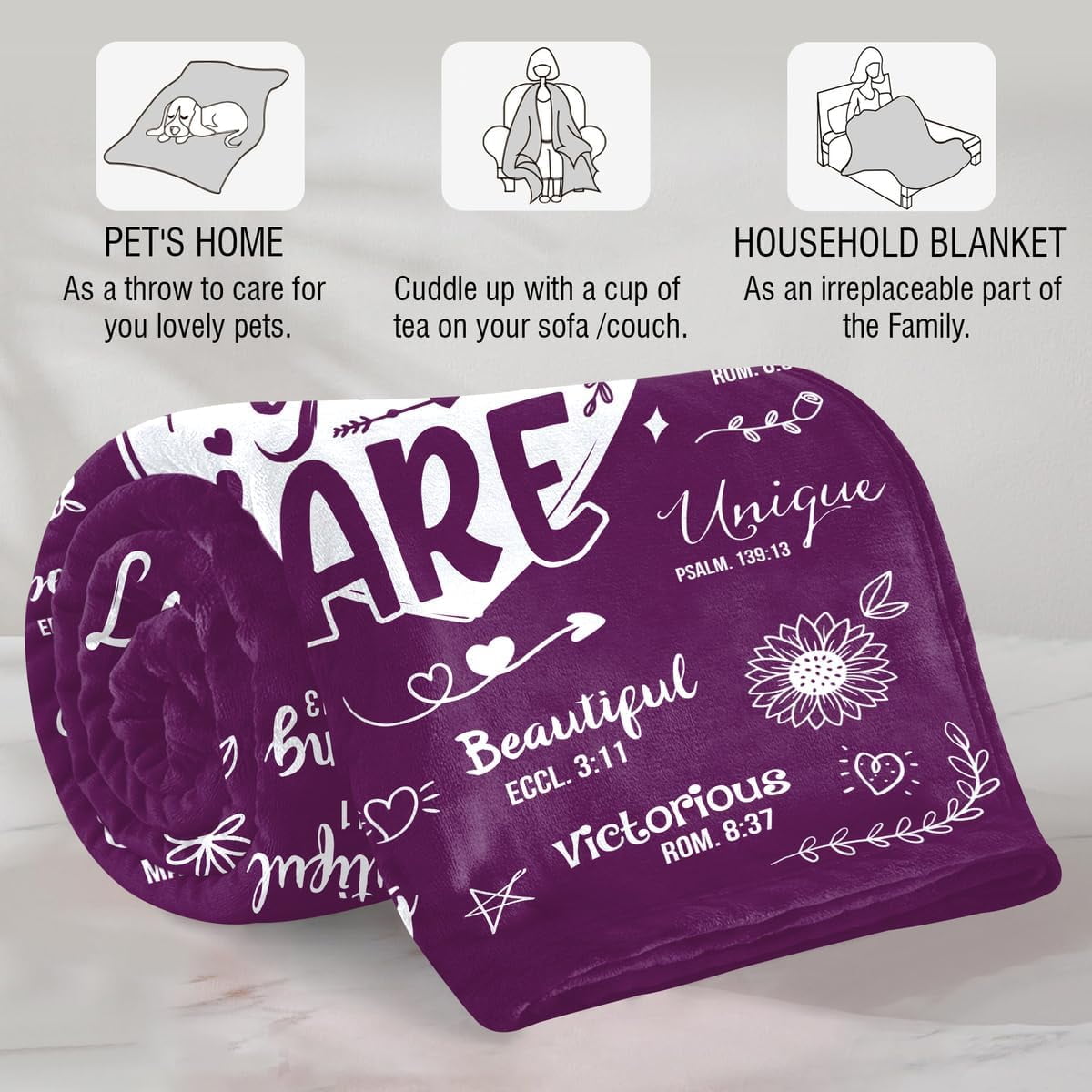 Christian Gifts for Women - Christmas, Xmas, Birthday for Women - Inspiration, Religious, Self Care, Thank You Gifts for Mom, Friend, Sister, Grandma - You are Beautiful Blanket