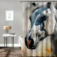 thumbnail image 2 of Awypu Chic Modern Bathroom Decor Watercolor Horse Waterproof Shower Curtain Multiple Sizes White, 2 of 7