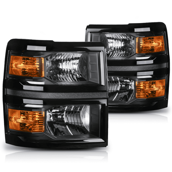 Magshion 4PCS Left Right Headlight Assembly Clear Lens Black Housing for 2014-2015 Chevrolet Silverado 1500