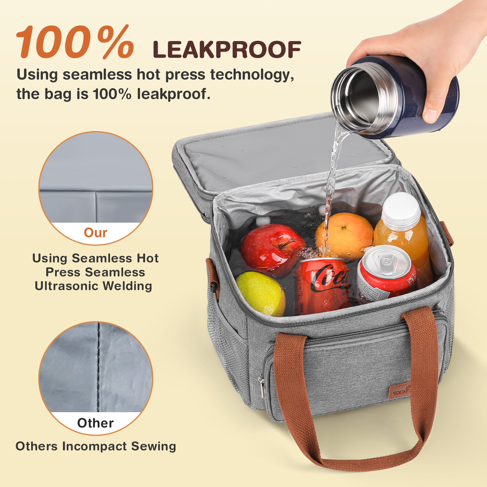 Cshidworld Insulated Lunch Bag, Gray, 17L Capacity photo 6