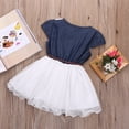 thumbnail image 3 of Robe de Fête en Denim pour Bébés Filles, Dentelle Florale Tulle Tutu, Robe d'Été Décontractée, 3 of 5