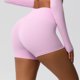 thumbnail image 3 of Karight Women's High Waist No Front Seam Scrunch Butt Biker Shorts Booty Lifting Biker Comfy Scrunch Yoga Shorts, 3 of 7