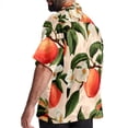 thumbnail image 3 of Peach Men's Short Sleeve Poplin Button Down Hawaiian Printed Summer Beach Shirt, Unisex, 3 of 6