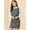 thumbnail image 4 of DARING DIVA Plaid Peter Pan Collar Long Sleeve Check Shift Dress M Gray, 4 of 6