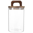 thumbnail image 1 of Glass Food Storage Container with Wooden Lid Canister Kitchen Glass Canister Sugar Container, 1 of 8