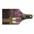 thumbnail image 1 of Spa Cutting Board, Spa Flower and Water Reflection Aromatherapy Bamboo Blossom Candlelight Print, Tempered Glass Cutting and Serving Board, Wine Bottle Shape, Pink Green Umber, by Ambesonne, 1 of 1