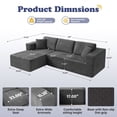 thumbnail image 6 of JONPONY 109”Cloud Sectional Couch, Boneless Modular Sofa with L-Shape Chaise, Deep Seat Corduroy Couch, No Assembly Required, Modern Upholstered Sectional for Living Room Apartment Bedroom,Grey, 6 of 11