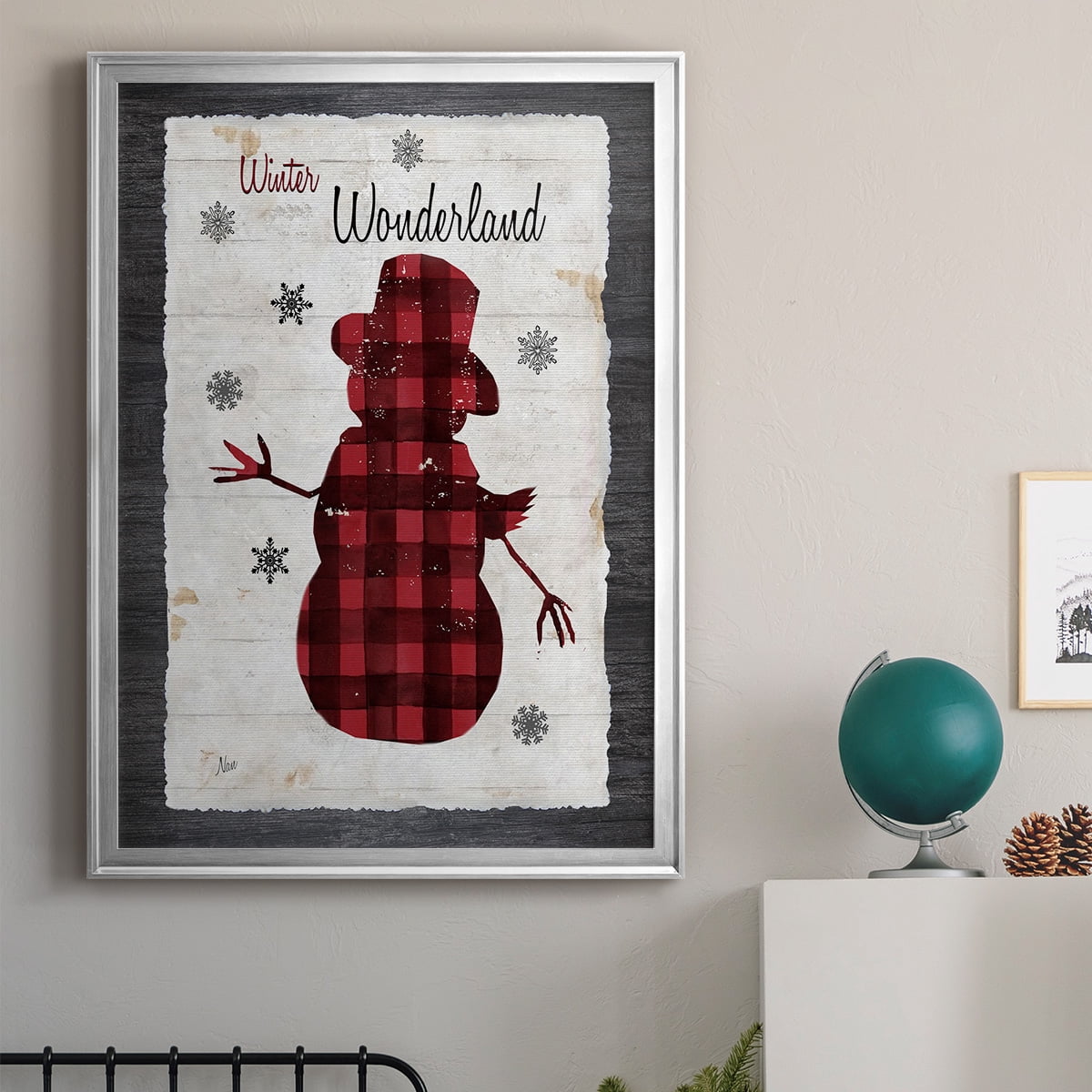 Checkered Snowman II Premium Framed Print - Ready to Hang