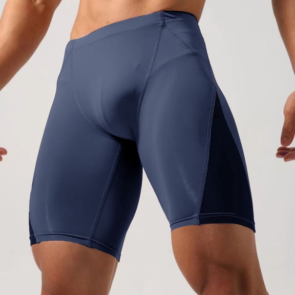 Mifsaly Mens Compression Biker Shorts High Waisted Stretch Workout Shorts Breathable Comfy Running Cycling Gym Underwear Navy,XS