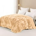 thumbnail image 3 of Fuzzy Faux Fur Bed Blanket Twin Size, Reversible Shaggy Sherpa Fleece Tie Dyed Blankets, Fluffy Plush Warm Throws for Couch, Bed, 60X80 Inches, Camel, 3 of 10