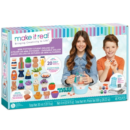 Make It Real Mini Pottery DIY Studio Deluxe Set, Age 8+