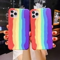 thumbnail image 2 of Funda protectora fresca y bonita de silicona líquida con diseño de arcoíris brillante para iPhone, para niñas, mujeres y hombres (arcoíris), 2 of 7