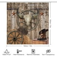 thumbnail image 5 of Retro Cow Skull 4 Pieces Shower Curtain Set,Rustic Farmhouse Western Cowboy Geometric Plaid Print Non-Slip Rugs Toilet Lid Cover Bath Mat and Bathroom Curtain, 5 of 8