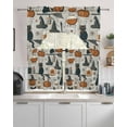 thumbnail image 2 of Halloween Kitchen Curtains Sets 36 Inch Length with Valance, Black Cat Witch Hat Spooky Pumpkin Vintage Swag Valances and Tiers Curtain Set Drapes Swag Curtains for Living Room, Bathroom, Bedroom, 2 of 6