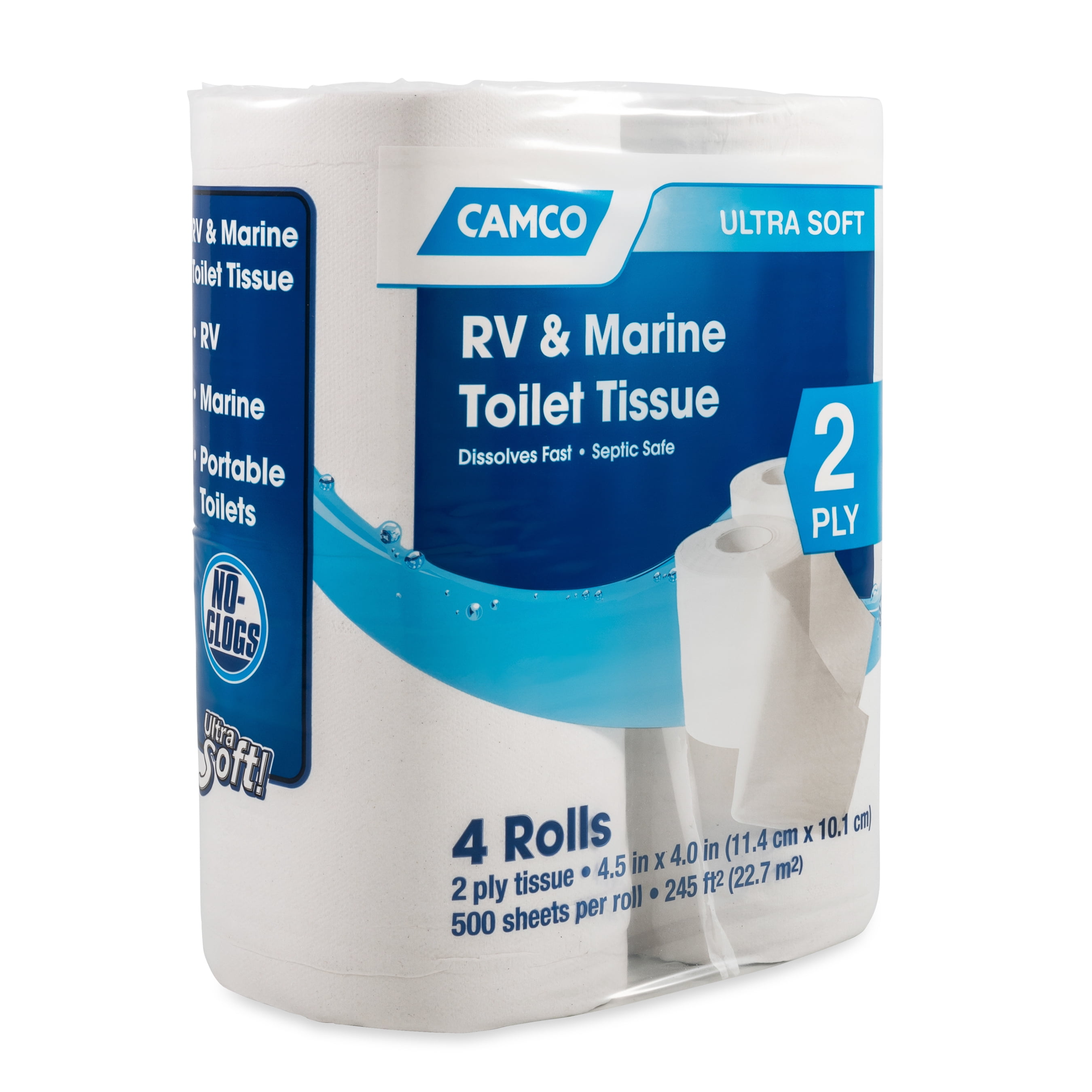 Camco 40278 2 Ply Toilet Tissue for RV and Marine Use 4 Rolls