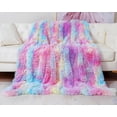 thumbnail image 1 of Fluffy blanket, rainbow blanket, faux fur 160x200 cm, 1 of 5