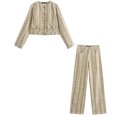 thumbnail image 3 of HH TRAF Chic - Conjunto de 2 piezas de chaqueta vaquera corta con estampado animal para mujer, cintura alta retro, decoración con cremallera, pantalones ajustados para mujer, 3 of 5