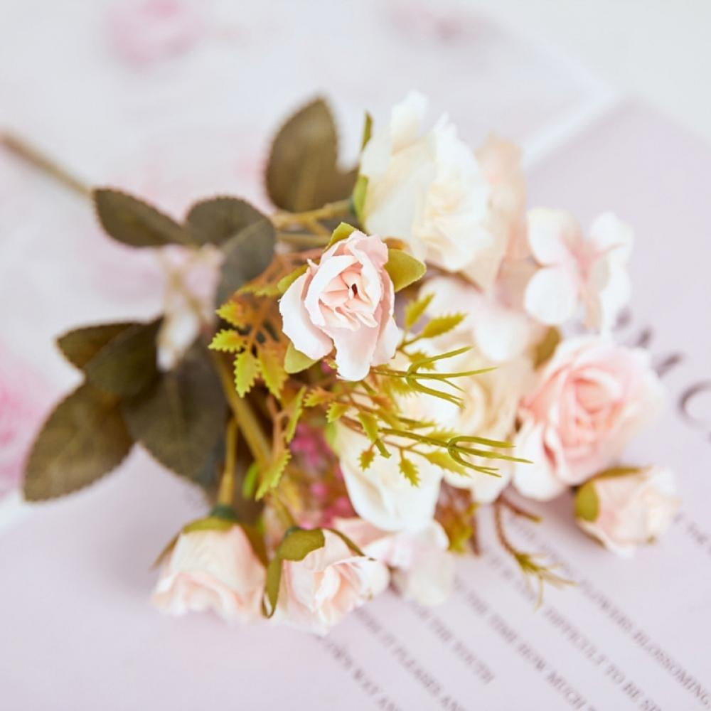 Artificial Rose Flowers with Stems and Green Leaves Bulk Fake Flowers