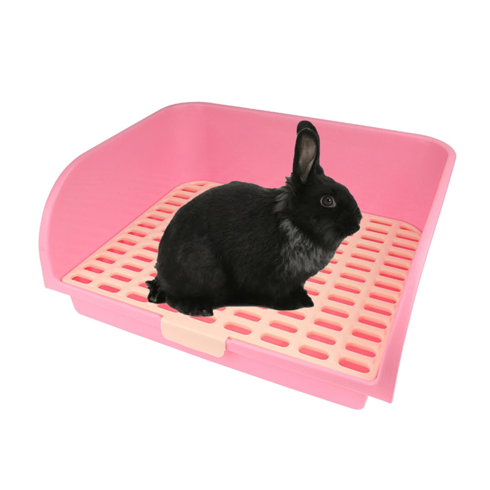 Large Rabbit Pet Toilet for Adult Animal Adult Bunny Rabbits Guinea Pig Ferrets Litter Pan Potty Trainer Pets Cage Toilet Bedding Box, Pink
