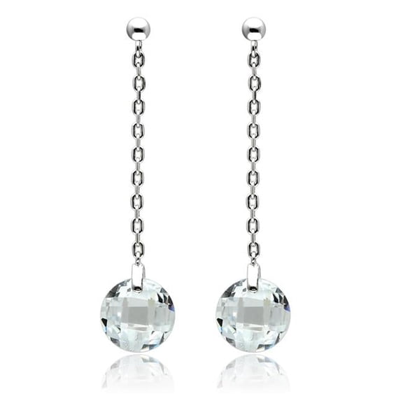 Alamode 3W082 Women Rhodium Brass Earrings with AAA Grade CZ in Clear