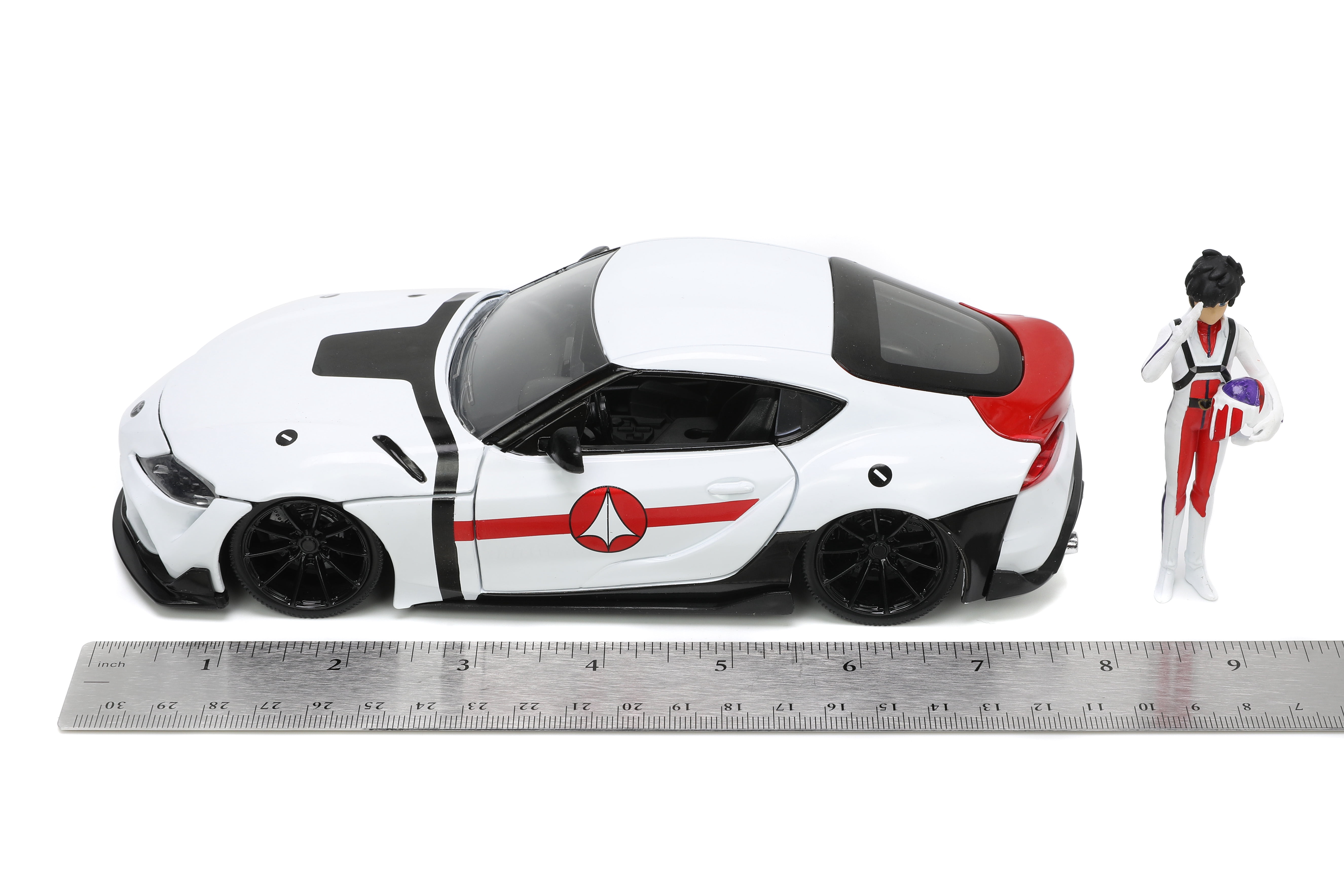 Robotech 1:24 2020 Toyota Supra Die-Cast Car & 2.75" Rick Hunter Figure Play Vehicles