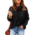 thumbnail image 4 of Hanerdun Women Turtleneck Blouse Female Long Sleeve Drawstring Pullover Shirt Black S, 4 of 6