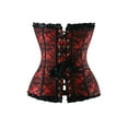 thumbnail image 6 of LELINTA Womens Floral Black Lace Trim Corset Overbust Waist Cincher Bustier Top Size S-2XL, 6 of 8