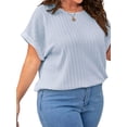 thumbnail image 4 of Gvmfive Womens Plus Size Tops Solid Color Short Sleeve Casual Loose Blouse, 4 of 5