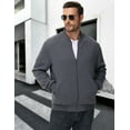 thumbnail image 4 of Xidunhg Men's Casual Varsity Bomber Jacket Lightweight Outerwear Jackets Waffle Zip up Fashion Coat Dark Grey S, 4 of 7