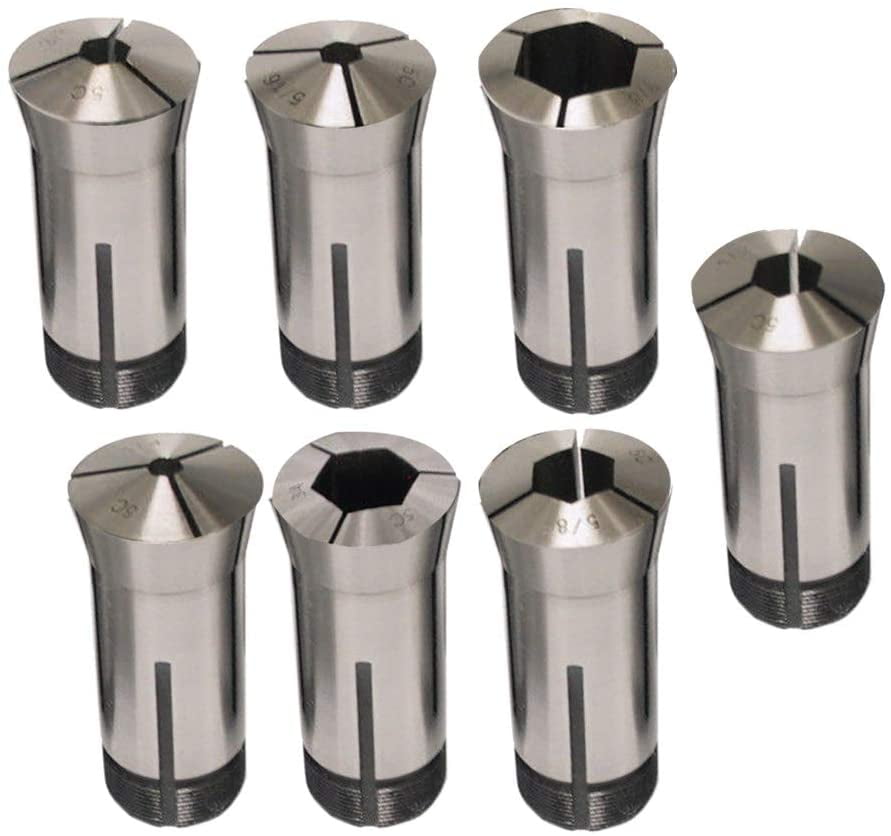 waltyotur 7pcs 5C Hex Collet Set, High Precision Fit for Automatic