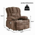 thumbnail image 6 of Lift Chairs, Power Lift Recliner Chairs for Elderly with Heat and Massage, 23.23" Seat Oversize Power Reclining Sofa Chairs for Living Room, with Side Pocket, Cup Holder, USB Port, Brown, 6 of 9