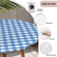 thumbnail image 3 of Blue Round Tablecloth for 36-44 Inch Tables,Fitted Table Cover with Elastic Edge,Country French Rustic Buffalo Plaid Modern Art Waterproof Outdoor Table Cloth Protector for Patio Garden Dinner Picnic, 3 of 9