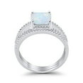thumbnail image 3 of Three Piece Ring Princess Cut Wedding Set White Opal 925 Sterling Silver Size 9, 3 of 4