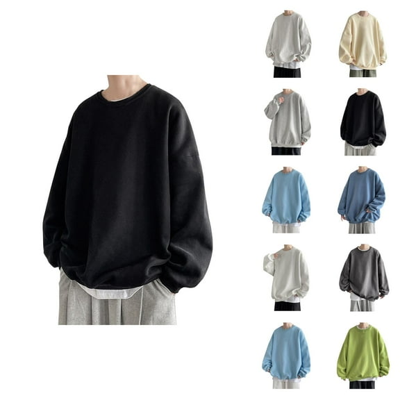 Oversized Sweatshirts for Men 2025 Fall Winter Long Sleeve Crewneck Drop Shoulder Sweatshirt Pullover Tops