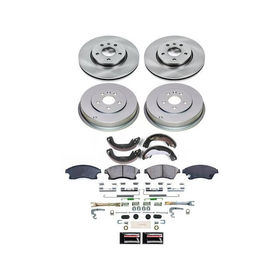 Front and Rear Brake Pad Rotor Shoe Drum Kit - Compatible with 2011 - 2015 Chevy Cruze 2012 2013 2014